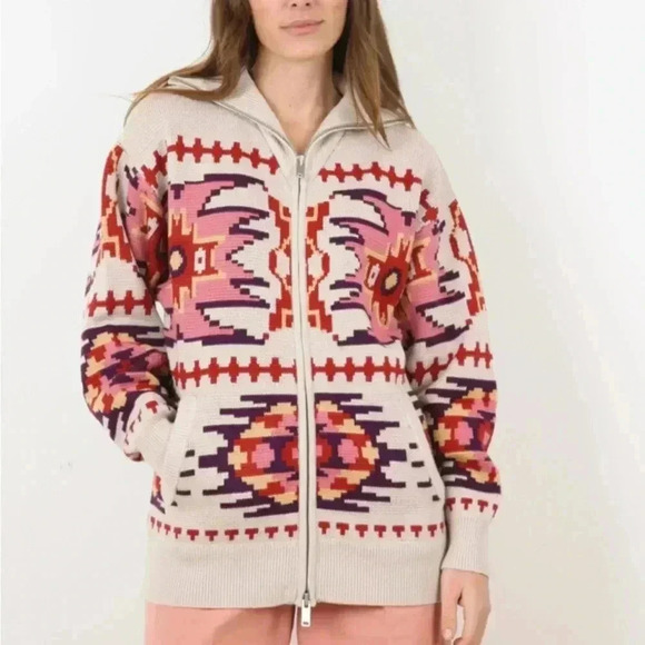 NWT Isabel Marant Etoile Masha Cardigan Zip Sweater Ecru EU 38 US 6 - Picture 3 of 7
